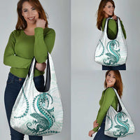Teal Maori Tuatara Grocery Bag Luxury Pastel Pattern LT01 - Polynesian Pride