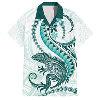 Teal Maori Tuatara Hawaiian Shirt Luxury Pastel Pattern LT01 Teal - Polynesian Pride