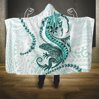 Teal Maori Tuatara Hooded Blanket Luxury Pastel Pattern LT01 One Size Teal - Polynesian Pride