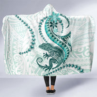 Teal Maori Tuatara Hooded Blanket Luxury Pastel Pattern LT01 - Polynesian Pride