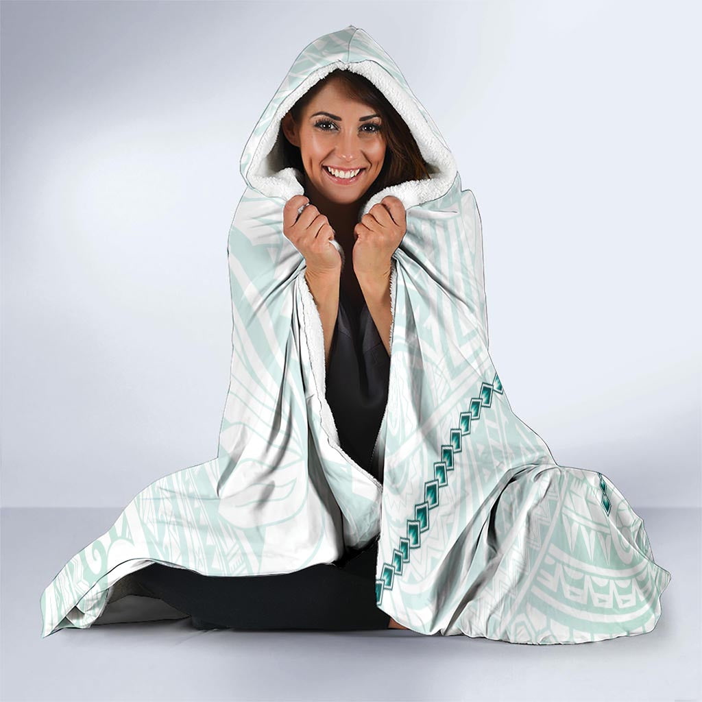 Teal Maori Tuatara Hooded Blanket Luxury Pastel Pattern LT01 - Polynesian Pride