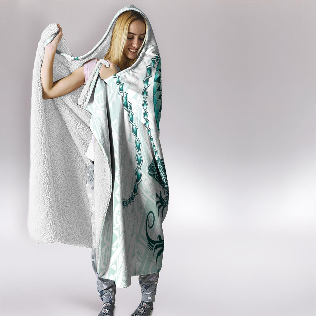 Teal Maori Tuatara Hooded Blanket Luxury Pastel Pattern LT01 - Polynesian Pride