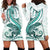 Teal Maori Tuatara Hoodie Dress Luxury Pastel Pattern