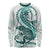 Teal Maori Tuatara Long Sleeve Shirt Luxury Pastel Pattern