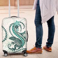 Teal Maori Tuatara Luggage Cover Luxury Pastel Pattern