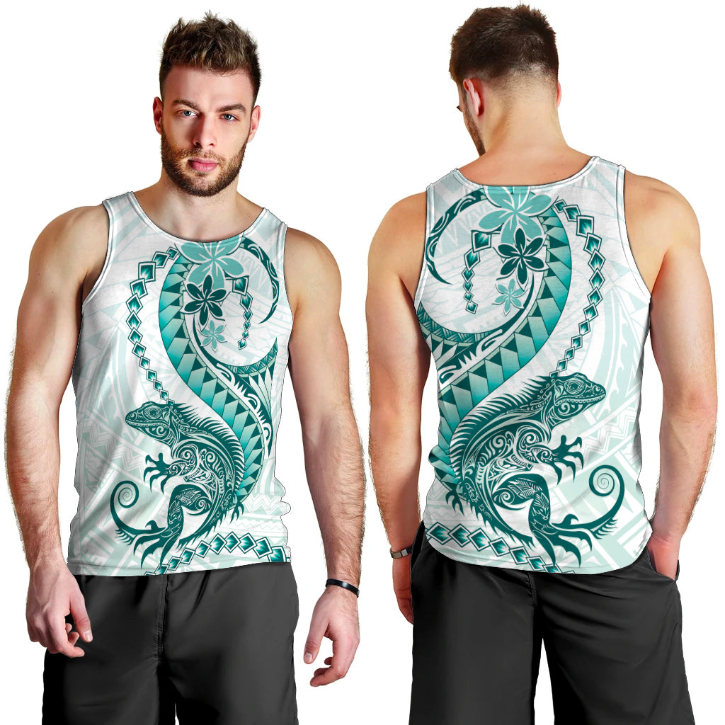 Teal Maori Tuatara Men Tank Top Luxury Pastel Pattern LT01 - Polynesian Pride