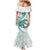 Teal Maori Tuatara Mermaid Dress Luxury Pastel Pattern