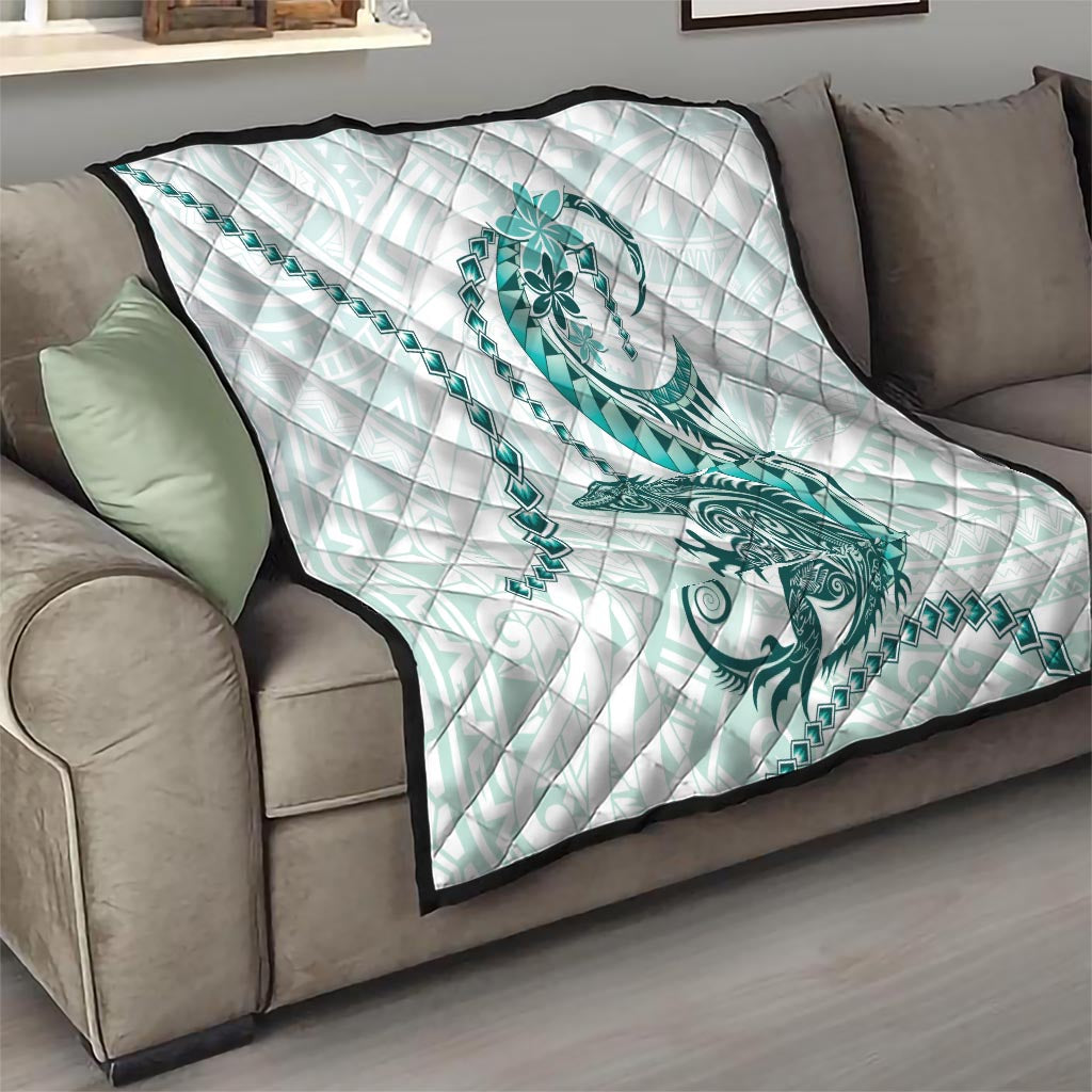 Teal Maori Tuatara Quilt Luxury Pastel Pattern