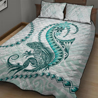 Teal Maori Tuatara Quilt Bed Set Luxury Pastel Pattern LT01 - Polynesian Pride