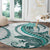 Teal Maori Tuatara Round Carpet Luxury Pastel Pattern