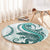 Teal Maori Tuatara Round Carpet Luxury Pastel Pattern