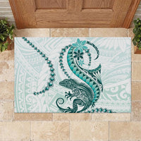 Teal Maori Tuatara Rubber Doormat Luxury Pastel Pattern LT01 - Polynesian Pride