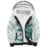 Teal Maori Tuatara Sherpa Hoodie Luxury Pastel Pattern LT01 Unisex Teal - Polynesian Pride
