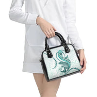 Teal Maori Tuatara Shoulder Handbag Luxury Pastel Pattern