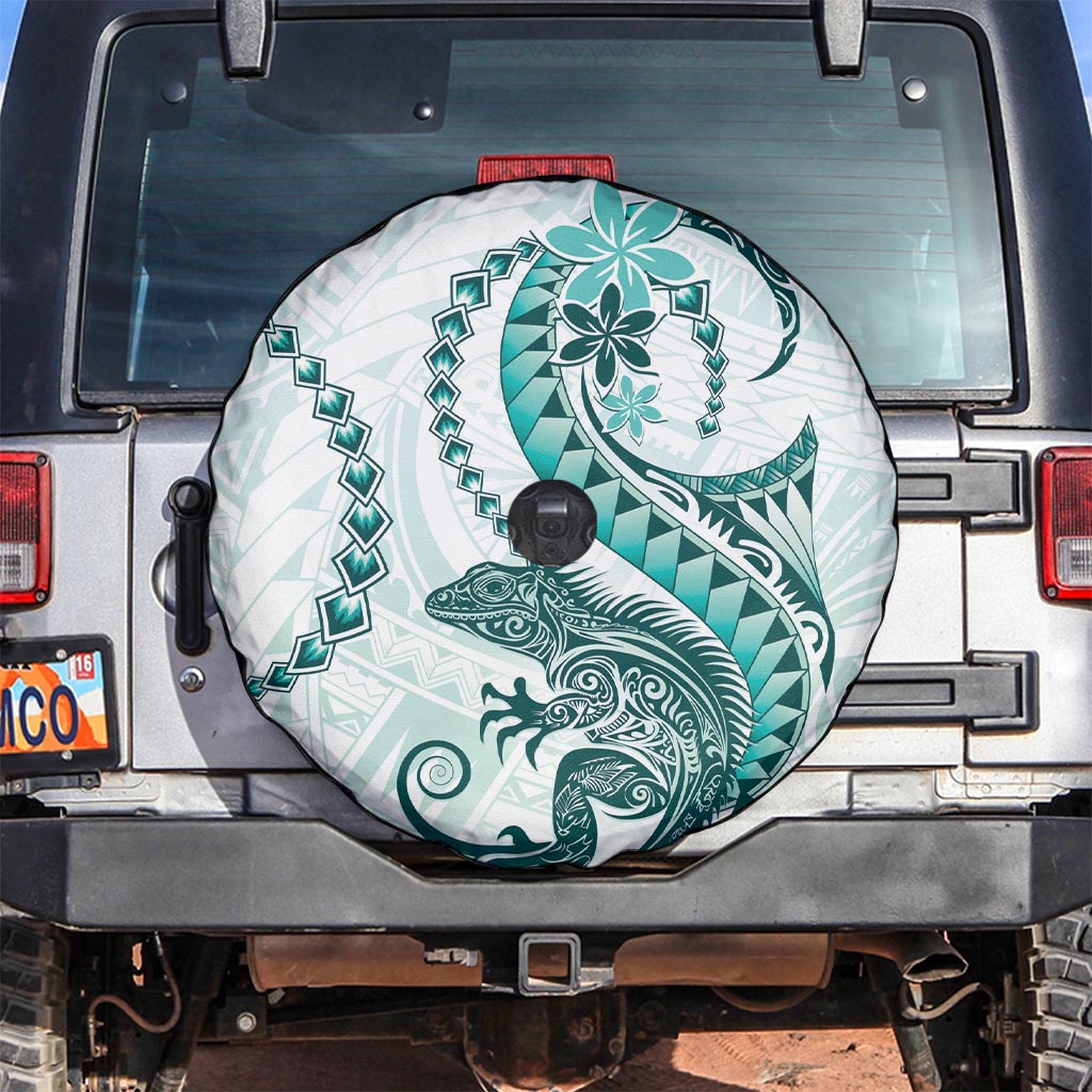 Teal Maori Tuatara Spare Tire Cover Luxury Pastel Pattern LT01 Teal - Polynesian Pride