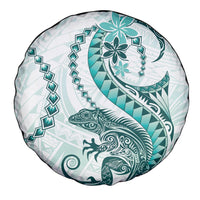 Teal Maori Tuatara Spare Tire Cover Luxury Pastel Pattern LT01 - Polynesian Pride