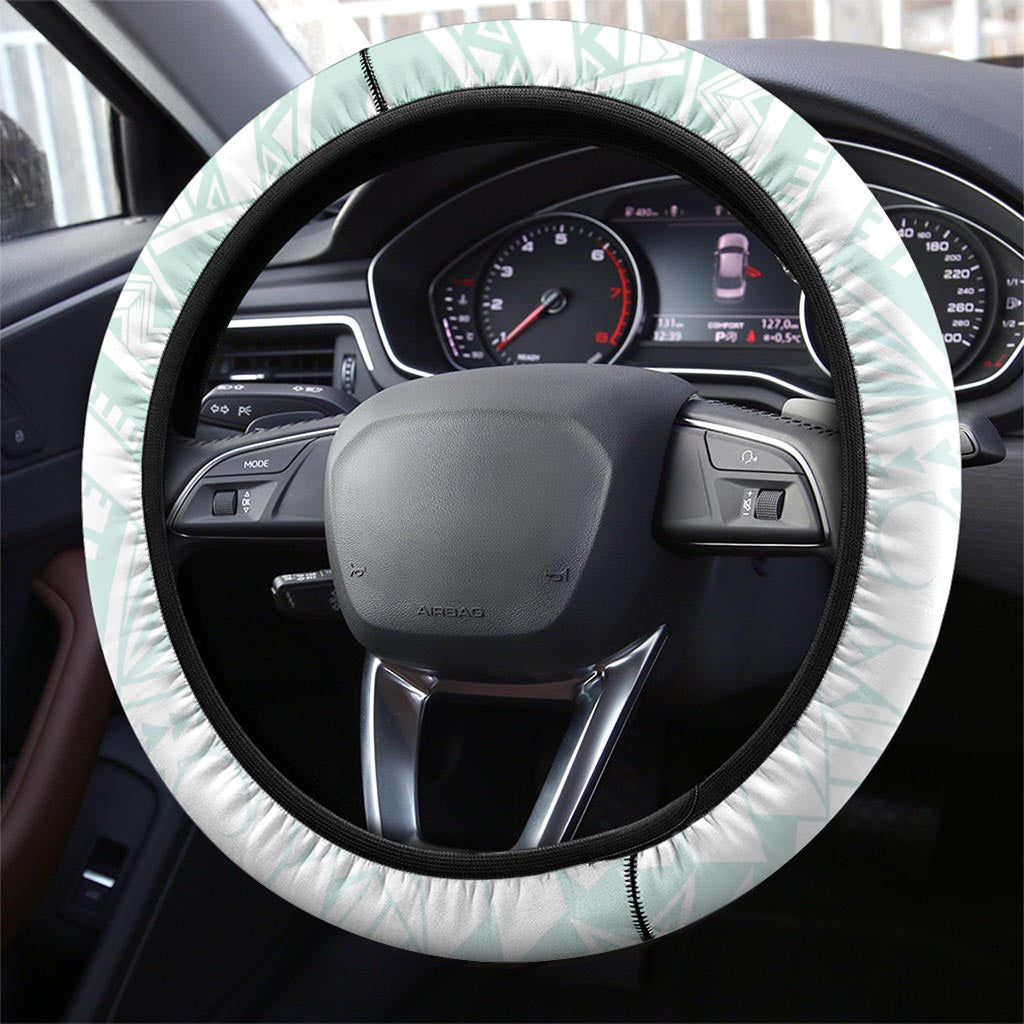 Teal Maori Tuatara Steering Wheel Cover Luxury Pastel Pattern LT01 - Polynesian Pride