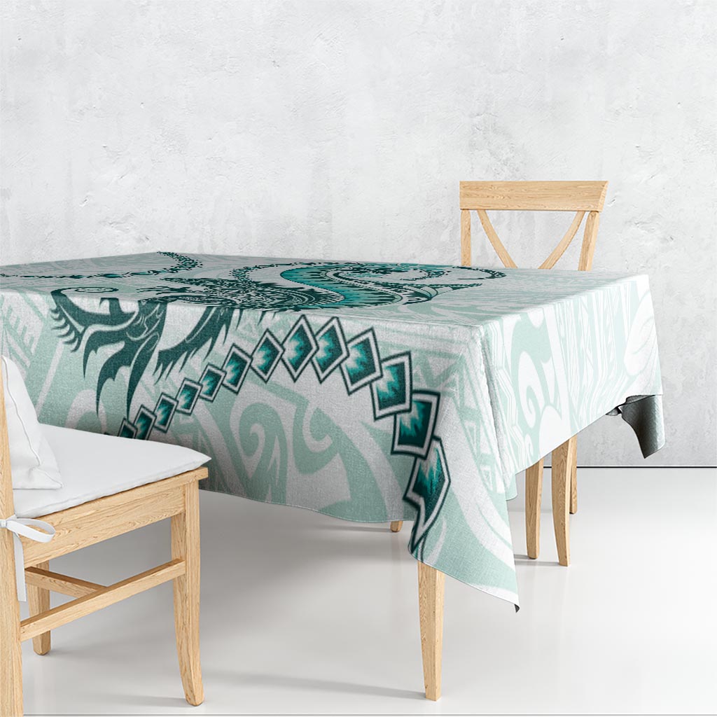 Teal Maori Tuatara Tablecloth Luxury Pastel Pattern LT01 - Polynesian Pride