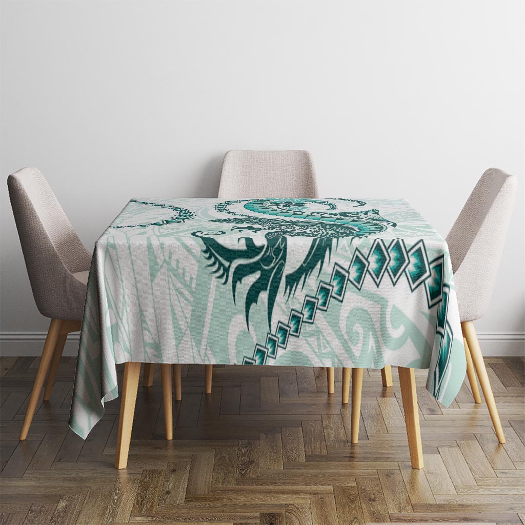 Teal Maori Tuatara Tablecloth Luxury Pastel Pattern LT01 - Polynesian Pride