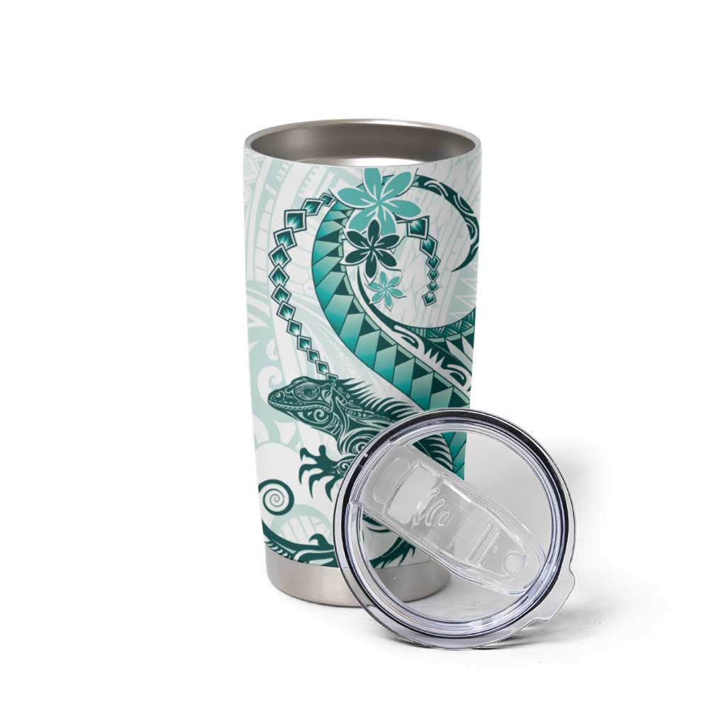 Teal Maori Tuatara Tumbler Cup Luxury Pastel Pattern LT01 - Polynesian Pride