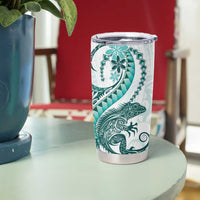 Teal Maori Tuatara Tumbler Cup Luxury Pastel Pattern LT01 - Polynesian Pride