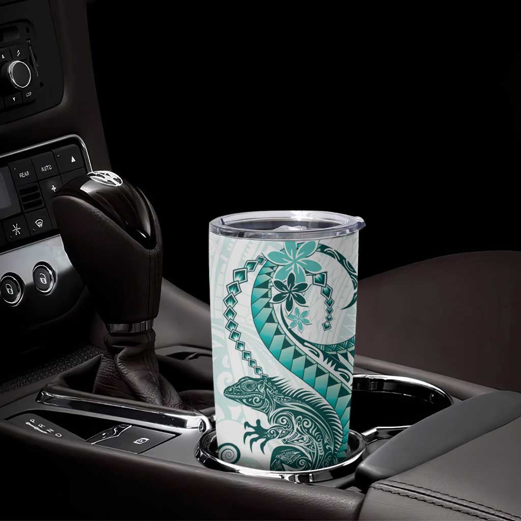 Teal Maori Tuatara Tumbler Cup Luxury Pastel Pattern LT01 - Polynesian Pride