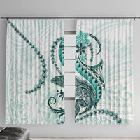 Teal Maori Tuatara Window Curtain Luxury Pastel Pattern LT01 With Hooks Teal - Polynesian Pride