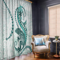 Teal Maori Tuatara Window Curtain Luxury Pastel Pattern LT01 - Polynesian Pride