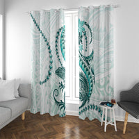 Teal Maori Tuatara Window Curtain Luxury Pastel Pattern LT01 With Grommets Teal - Polynesian Pride