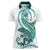 Teal Maori Tuatara Women Polo Shirt Luxury Pastel Pattern