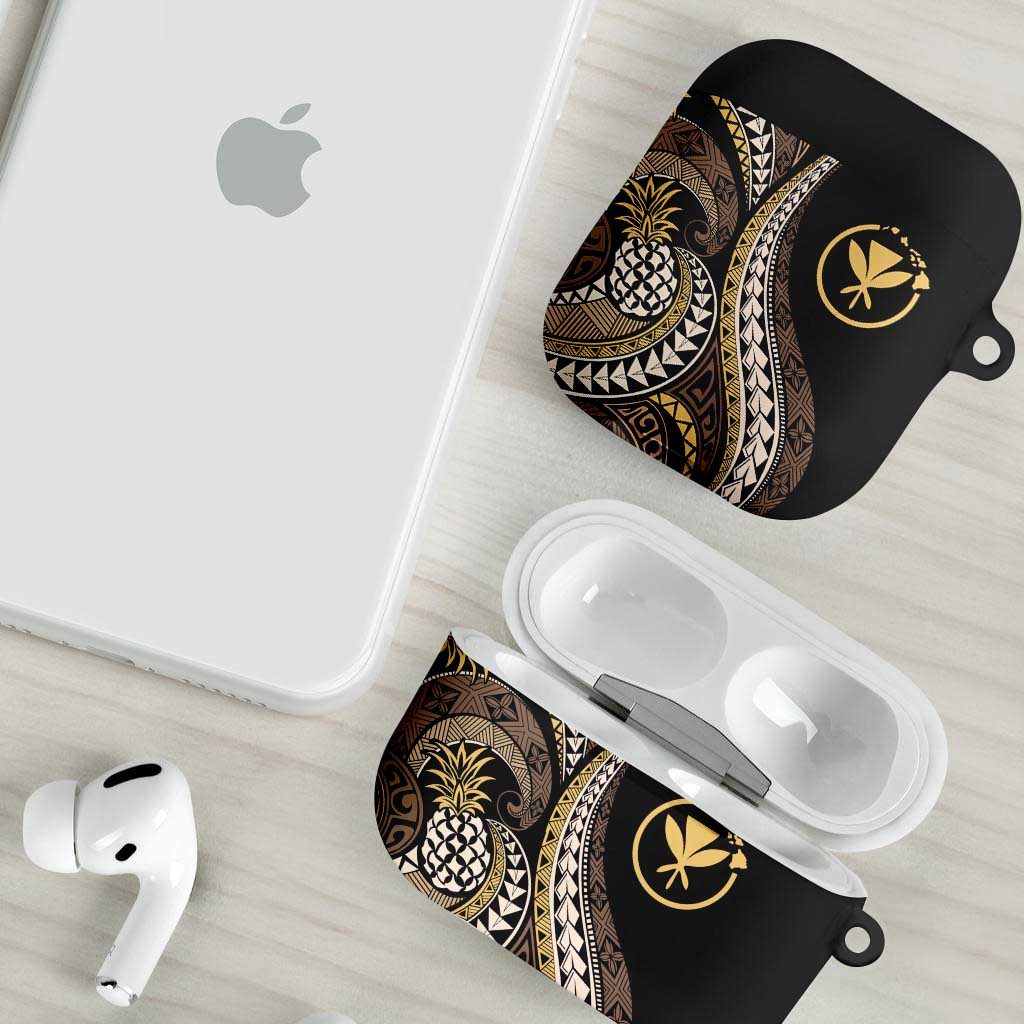 Hawaii Pineapple Brown Tribal Pattern AirPods Case - Polynesian Pride