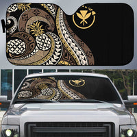Hawaii Pineapple Brown Tribal Pattern Auto Sun Shade - Polynesian Pride