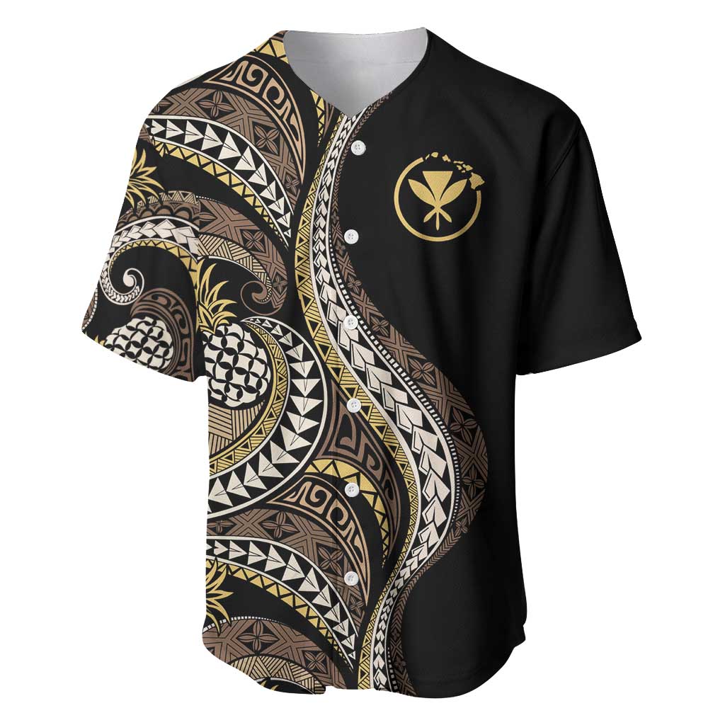 Hawaii Pineapple Brown Tribal Pattern Baseball Jersey - Polynesian Pride