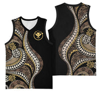 Hawaii Pineapple Brown Tribal Pattern Basketball Jersey LT01 - Polynesian Pride