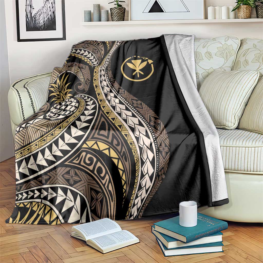 Hawaii Pineapple Brown Tribal Pattern Blanket - Polynesian Pride