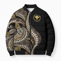 Hawaii Pineapple Brown Tribal Pattern Bomber Puffer Jacket LT01 Unisex Brown - Polynesian Pride