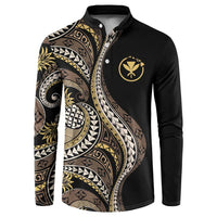 Hawaii Pineapple Brown Tribal Pattern Button Sweatshirt LT01 Brown - Polynesian Pride