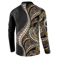 Hawaii Pineapple Brown Tribal Pattern Button Sweatshirt LT01 - Polynesian Pride