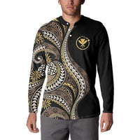 Hawaii Pineapple Brown Tribal Pattern Button Sweatshirt LT01 - Polynesian Pride