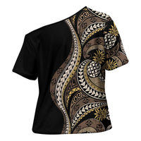 Hawaii Pineapple Brown Tribal Pattern Cross Shoulder Shirt LT01 - Polynesian Pride