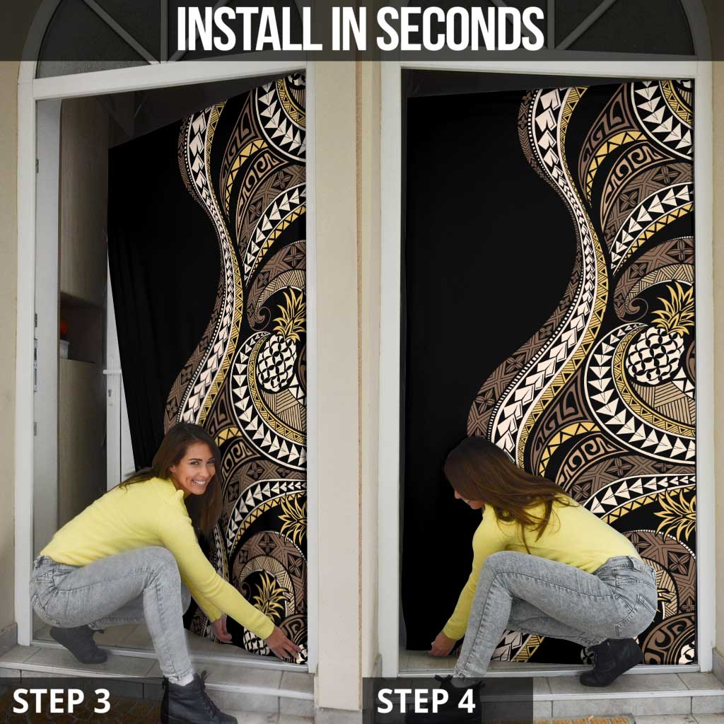 Hawaii Pineapple Brown Tribal Pattern Door Cover - Polynesian Pride