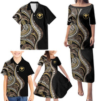 Hawaii Pineapple Brown Tribal Pattern Family Matching Puletasi and Hawaiian Shirt LT01 - Polynesian Pride