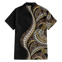 Hawaii Pineapple Brown Tribal Pattern Family Matching Puletasi and Hawaiian Shirt LT01 - Polynesian Pride