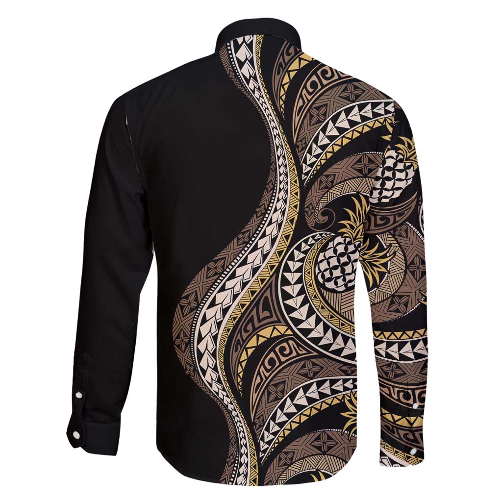 Hawaii Pineapple Brown Tribal Pattern Family Matching Puletasi and Hawaiian Shirt LT01 - Polynesian Pride