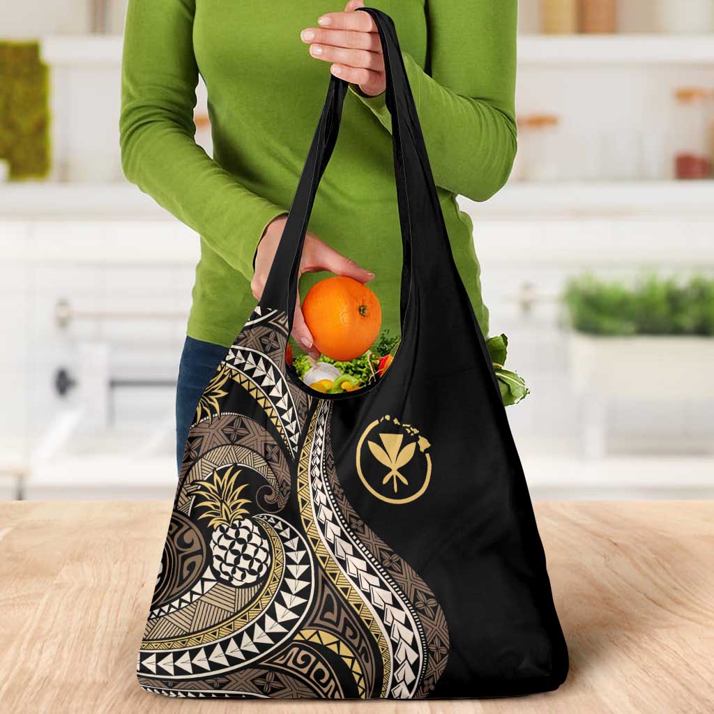 Hawaii Pineapple Brown Tribal Pattern Grocery Bag LT01 - Polynesian Pride