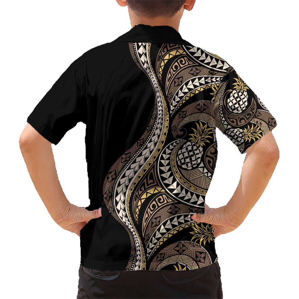 Hawaii Pineapple Brown Tribal Pattern Hawaiian Shirt - Polynesian Pride