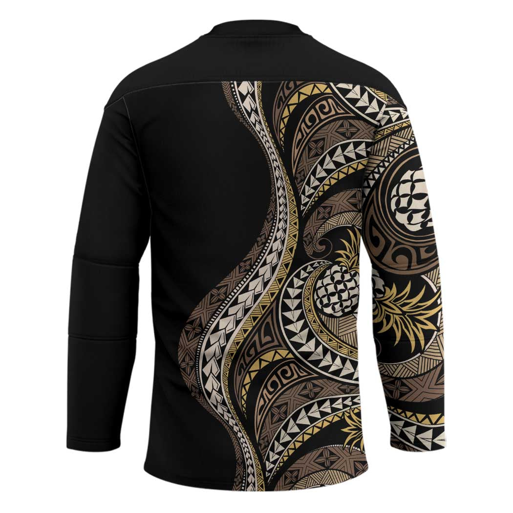 Hawaii Pineapple Brown Tribal Pattern Hockey Jersey - Polynesian Pride