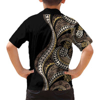 Hawaii Pineapple Brown Tribal Pattern Kid Hawaiian Shirt - Polynesian Pride