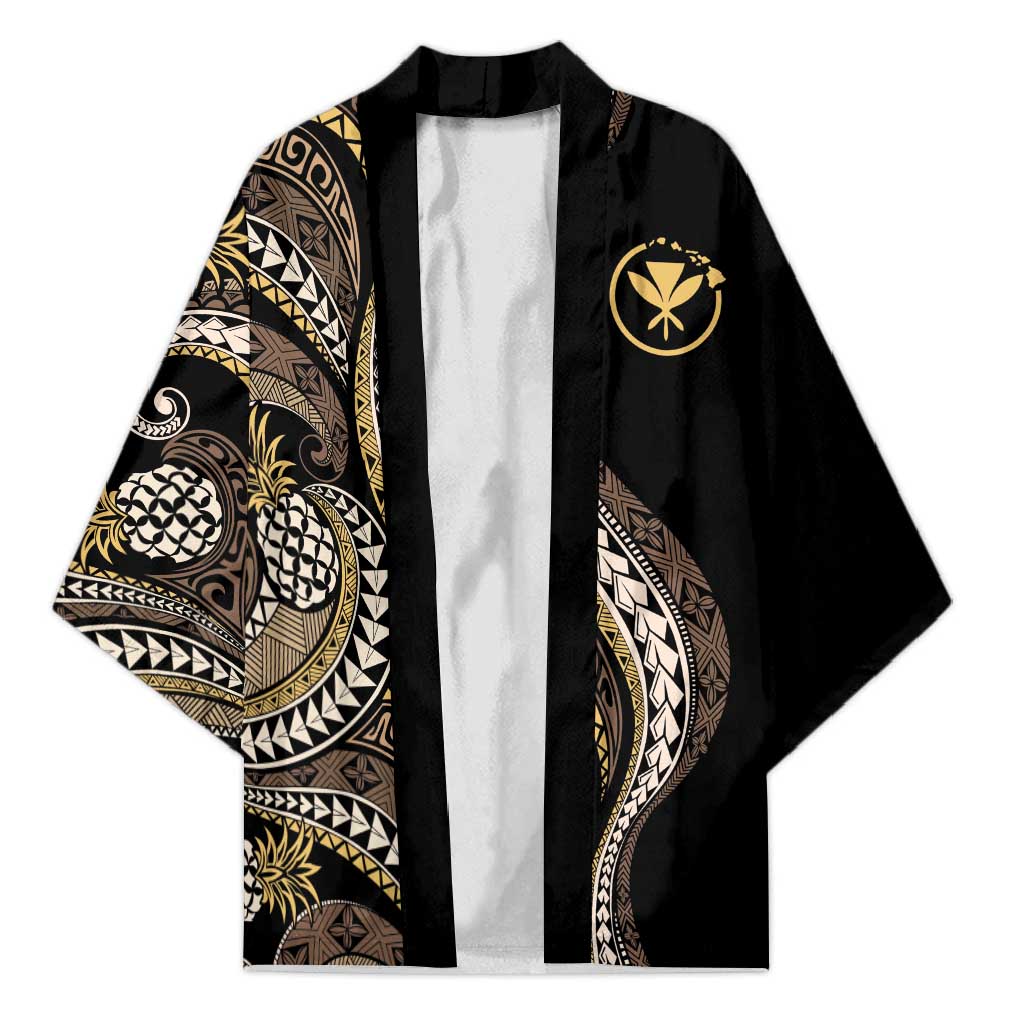 Hawaii Pineapple Brown Tribal Pattern Kimono - Polynesian Pride