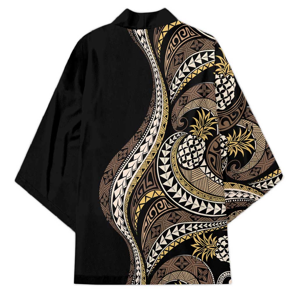 Hawaii Pineapple Brown Tribal Pattern Kimono - Polynesian Pride